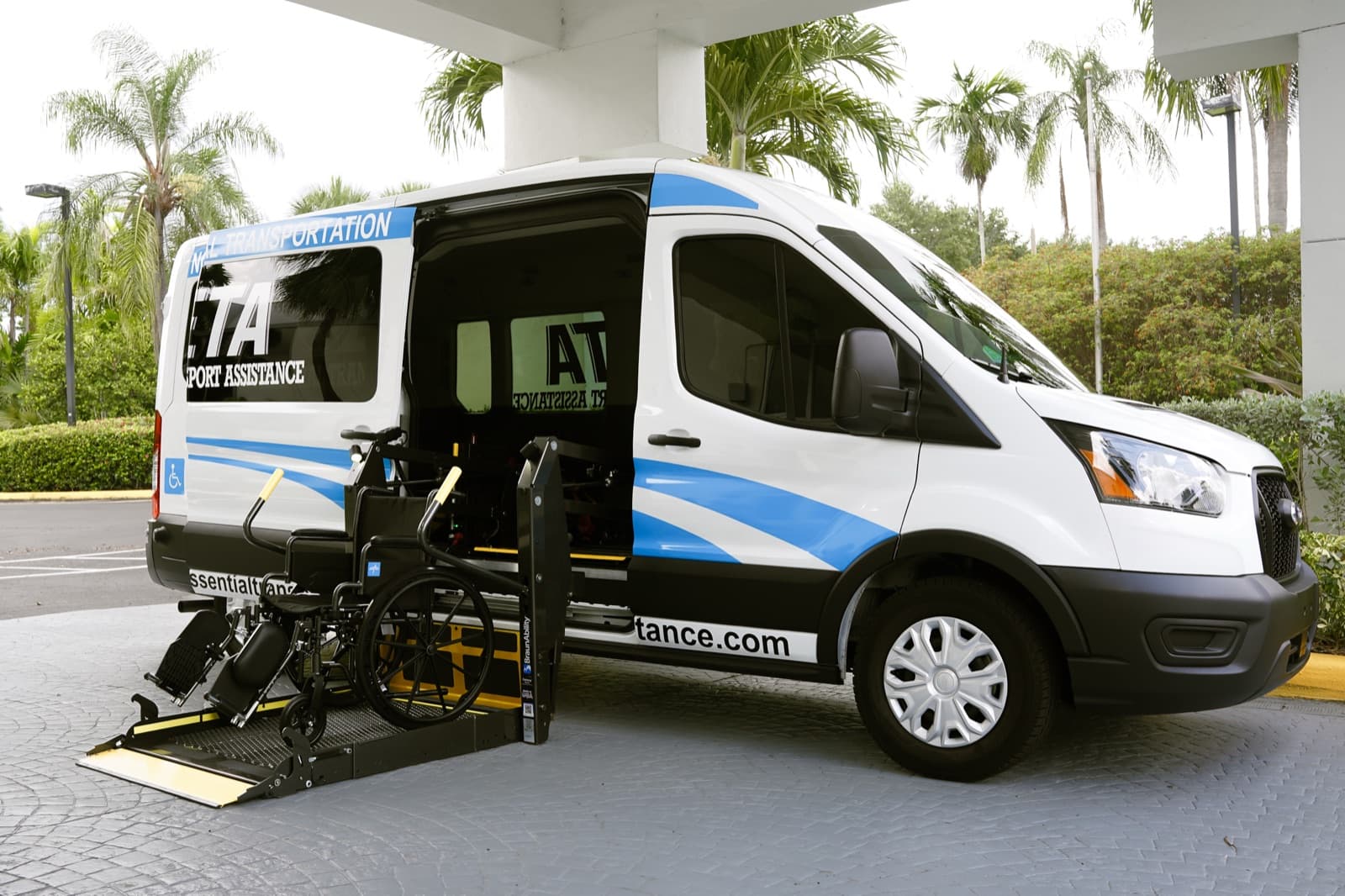 ETA wheelchair-accessible van with lift deployed